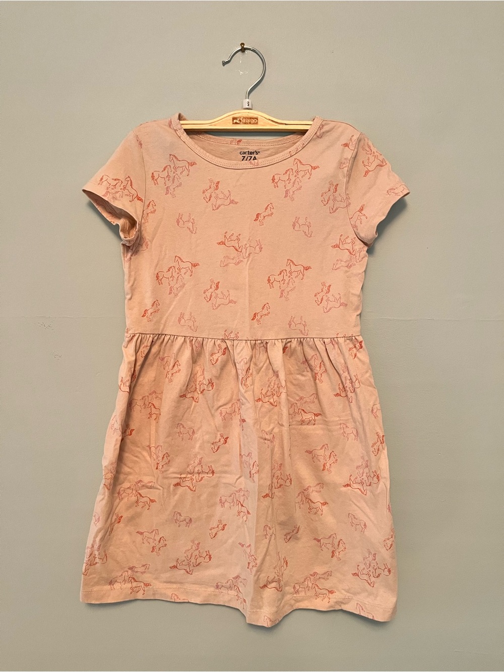 Carter's Light Pink Dress with Red Horse Print